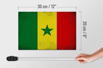 Panneau en bois drapeau Sénégal 30x20cm Drapeau du Sénégal Vintage 4