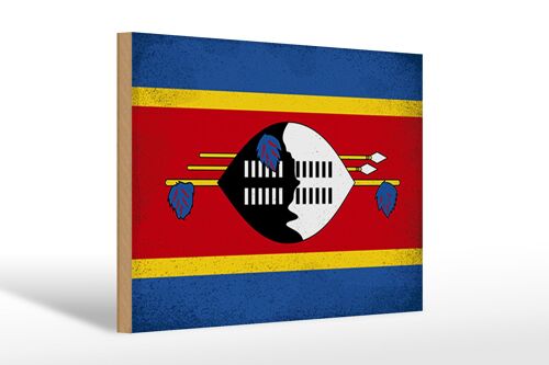Holzschild Flagge Swasiland 30x20cm Flag Eswatini Vintage