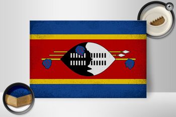 Drapeau en bois Swaziland 30x20cm, drapeau Eswatini Vintage 2