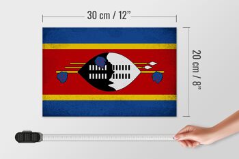 Drapeau en bois Swaziland 30x20cm, drapeau Eswatini Vintage 4