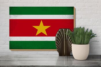 Panneau en bois drapeau Suriname 30x20cm Drapeau Suriname vintage 3