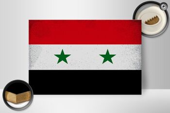Panneau en bois drapeau Syrie 30x20cm Drapeau de la Syrie Vintage 2