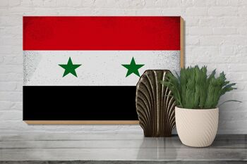 Panneau en bois drapeau Syrie 30x20cm Drapeau de la Syrie Vintage 3