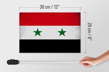 Panneau en bois drapeau Syrie 30x20cm Drapeau de la Syrie Vintage 4