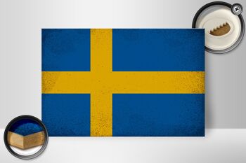 Panneau en bois drapeau Suède 30x20cm Drapeau de Suède Vintage 2