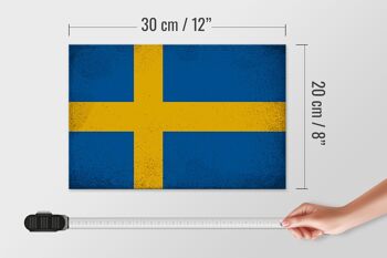 Panneau en bois drapeau Suède 30x20cm Drapeau de Suède Vintage 4
