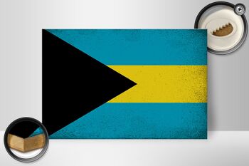Panneau en bois drapeau Bahama 30x20cm Drapeau des Bahamas Vintage 2