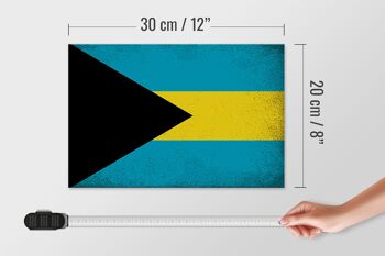 Panneau en bois drapeau Bahama 30x20cm Drapeau des Bahamas Vintage 4