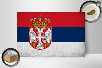 Panneau en bois drapeau Serbie 30x20cm Drapeau de Serbie Vintage 2