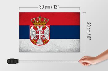 Panneau en bois drapeau Serbie 30x20cm Drapeau de Serbie Vintage 4