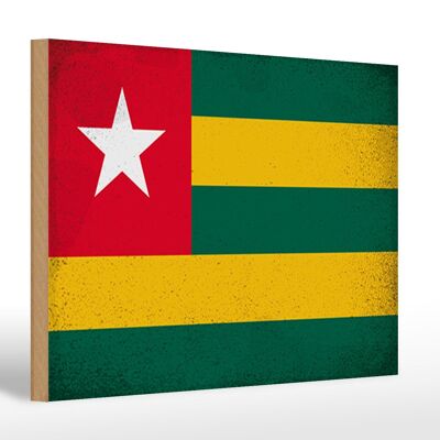 Holzschild Flagge Togo 30x20cm Flag of Togo Vintage