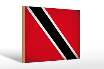 Drapeau panneau en bois Trinité-et-Tobago 30x20cm drapeau vintage 1