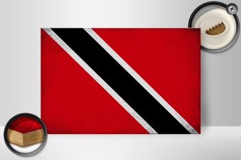 Drapeau panneau en bois Trinité-et-Tobago 30x20cm drapeau vintage 2
