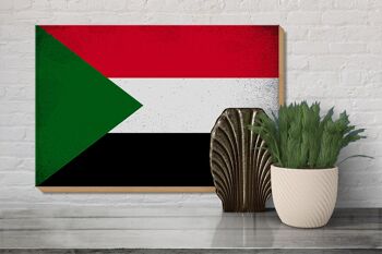 Panneau en bois drapeau Soudan 30x20cm Drapeau du Soudan Vintage 3