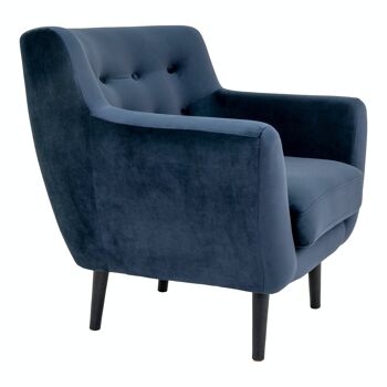 Fauteuil Monte - Fauteuil en velours bleu foncé avec pieds noirs HN1005 3