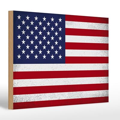 Cartello in legno bandiera Stati Uniti 30x20cm bandiera vintage