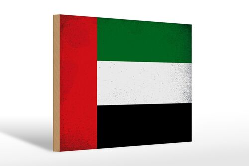 Holzschild Flagge Arabische Emirate 30x20cm Flag Vintage