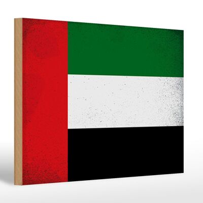 Holzschild Flagge Arabische Emirate 30x20cm Flag Vintage