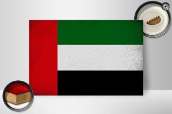 Panneau en bois drapeau des Émirats arabes 30x20cm, drapeau Vintage 2