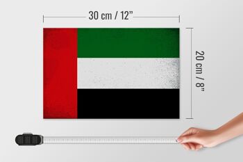 Panneau en bois drapeau des Émirats arabes 30x20cm, drapeau Vintage 4