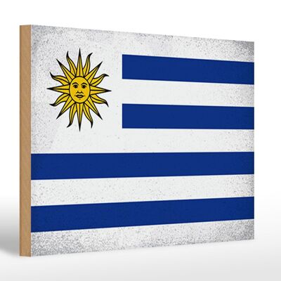 Cartello in legno bandiera Uruguay 30x20cm Bandiera dell'Uruguay Vintage
