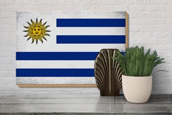 Panneau en bois drapeau Uruguay 30x20cm Drapeau de l'Uruguay Vintage 3