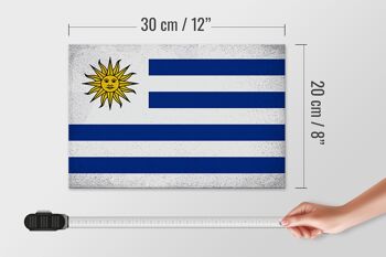 Panneau en bois drapeau Uruguay 30x20cm Drapeau de l'Uruguay Vintage 4