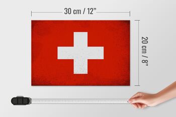 Panneau en bois drapeau Suisse 30x20cm Drapeau Suisse Vintage 4