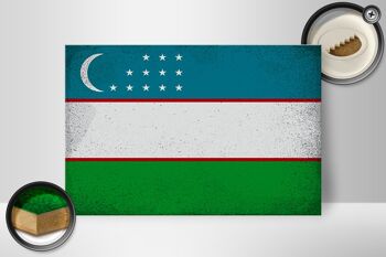 Panneau en bois drapeau Ouzbékistan 30x20cm Ouzbékistan vintage 2