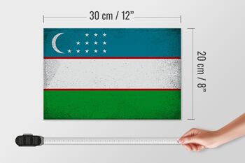 Panneau en bois drapeau Ouzbékistan 30x20cm Ouzbékistan vintage 4