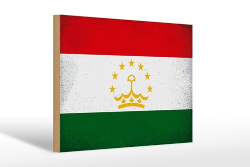 Holzschild Flagge Tadschikistan 30x20cm Tajikistan Vintage