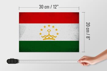 Panneau en bois drapeau Tadjikistan 30x20cm Tadjikistan vintage 4