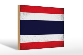 Panneau en bois drapeau Thaïlande 30x20cm Drapeau Thaïlande vintage 1