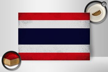 Panneau en bois drapeau Thaïlande 30x20cm Drapeau Thaïlande vintage 2