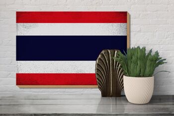 Panneau en bois drapeau Thaïlande 30x20cm Drapeau Thaïlande vintage 3