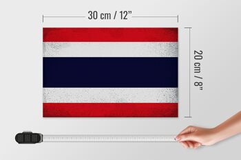 Panneau en bois drapeau Thaïlande 30x20cm Drapeau Thaïlande vintage 4