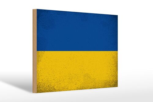 Holzschild Flagge Ukraine 30x20cm Flag of Ukraine Vintage