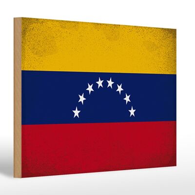 Holzschild Flagge Venezuela 30x20cm Flag Venezuela Vintage