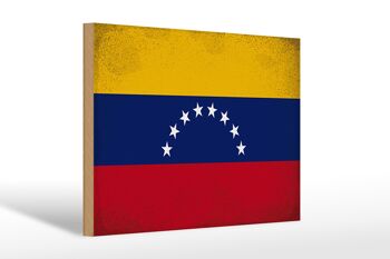Panneau en bois drapeau Venezuela 30x20cm Drapeau Venezuela vintage 1