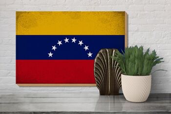 Panneau en bois drapeau Venezuela 30x20cm Drapeau Venezuela vintage 3