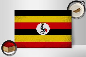 Panneau en bois drapeau Ouganda 30x20cm Drapeau de l'Ouganda Vintage 2