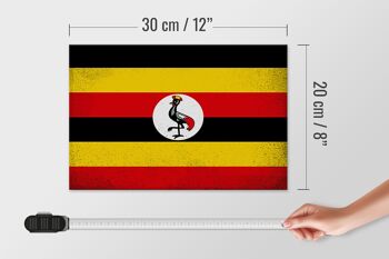 Panneau en bois drapeau Ouganda 30x20cm Drapeau de l'Ouganda Vintage 4