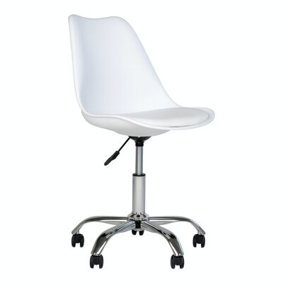 Chaise de bureau Stavanger - Chaise de bureau en blanc avec pieds chromés