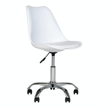 Chaise de bureau Stavanger - Chaise de bureau en blanc avec pieds chromés 1