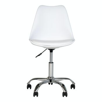 Chaise de bureau Stavanger - Chaise de bureau en blanc avec pieds chromés 3