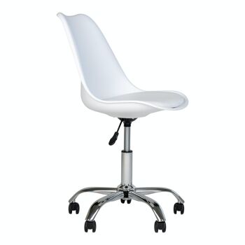 Chaise de bureau Stavanger - Chaise de bureau en blanc avec pieds chromés 4