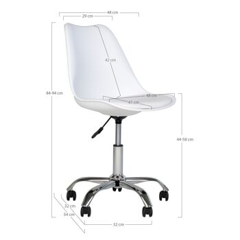 Chaise de bureau Stavanger - Chaise de bureau en blanc avec pieds chromés 6