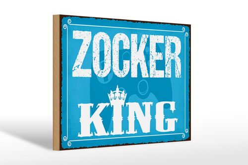 Holzschild Spruch 30x20cm Zocker King Controller