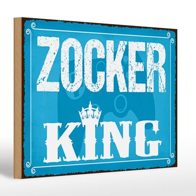 Cartello in legno con scritta Zocker King Controller 30x20 cm