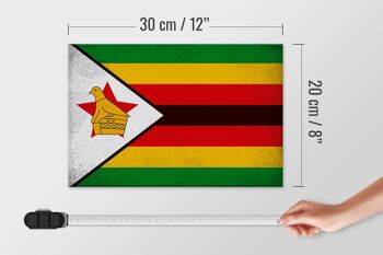 Panneau en bois drapeau Zimbabwe 30x20cm Drapeau Zimbabwe Vintage 4